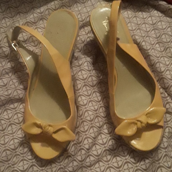 franco sarto yellow wedge